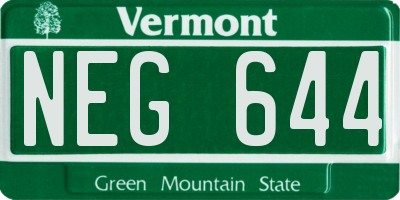 VT license plate NEG644