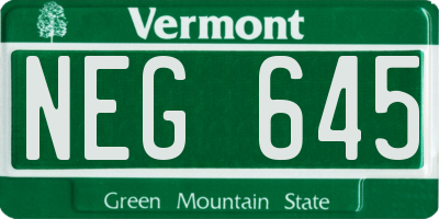 VT license plate NEG645