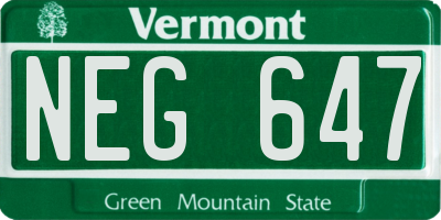 VT license plate NEG647