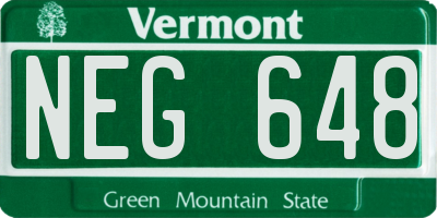 VT license plate NEG648