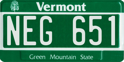 VT license plate NEG651