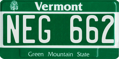 VT license plate NEG662