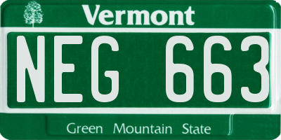 VT license plate NEG663