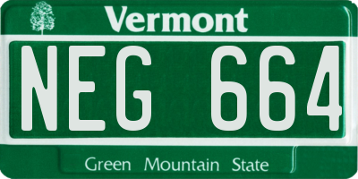 VT license plate NEG664