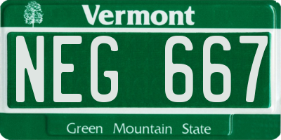 VT license plate NEG667