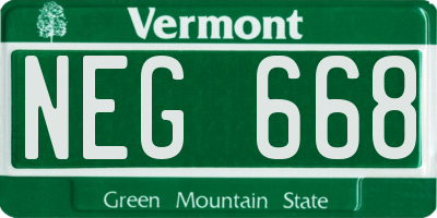 VT license plate NEG668