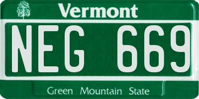 VT license plate NEG669