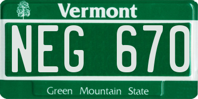 VT license plate NEG670