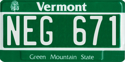 VT license plate NEG671