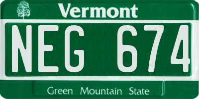 VT license plate NEG674