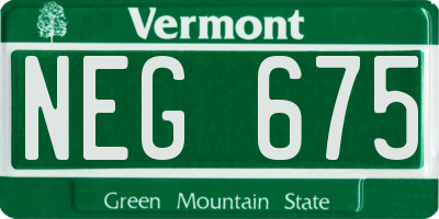 VT license plate NEG675