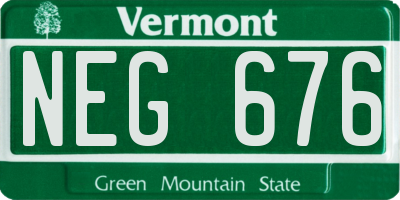 VT license plate NEG676
