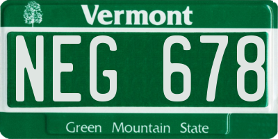 VT license plate NEG678
