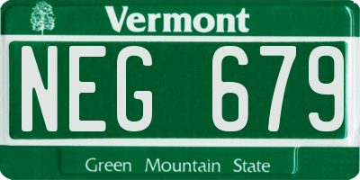 VT license plate NEG679