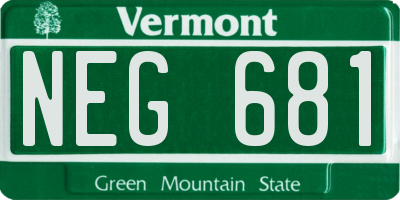 VT license plate NEG681