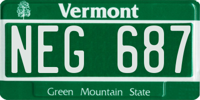 VT license plate NEG687