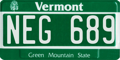 VT license plate NEG689