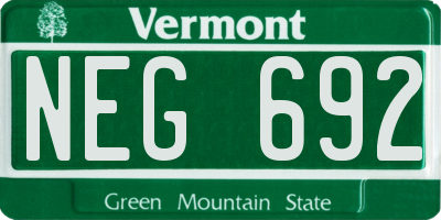 VT license plate NEG692