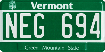 VT license plate NEG694