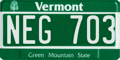 VT license plate NEG703