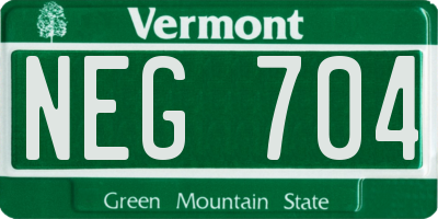 VT license plate NEG704