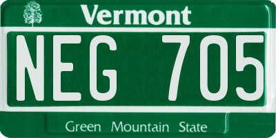 VT license plate NEG705