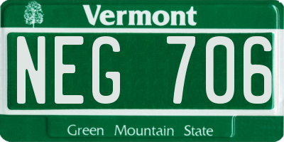 VT license plate NEG706