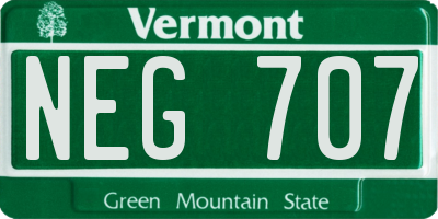 VT license plate NEG707