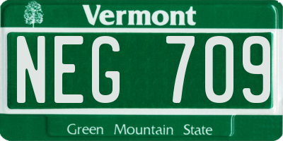 VT license plate NEG709
