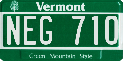 VT license plate NEG710