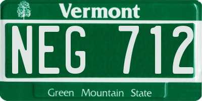 VT license plate NEG712