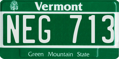 VT license plate NEG713