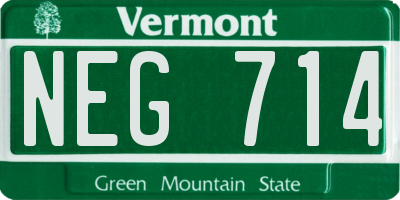 VT license plate NEG714