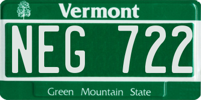 VT license plate NEG722