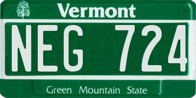 VT license plate NEG724