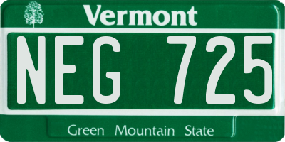 VT license plate NEG725
