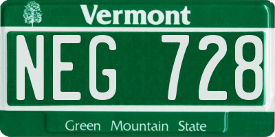 VT license plate NEG728