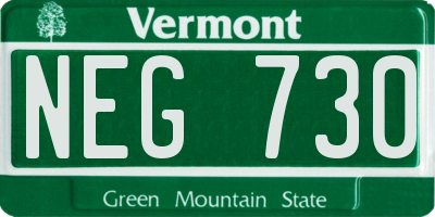 VT license plate NEG730