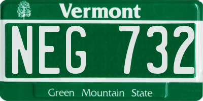 VT license plate NEG732