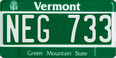 VT license plate NEG733