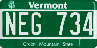 VT license plate NEG734