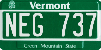 VT license plate NEG737