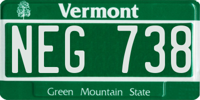 VT license plate NEG738