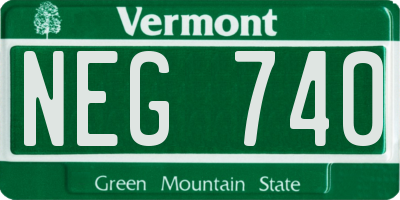 VT license plate NEG740