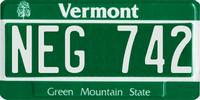 VT license plate NEG742