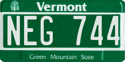 VT license plate NEG744