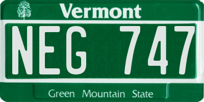 VT license plate NEG747