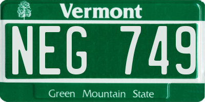 VT license plate NEG749