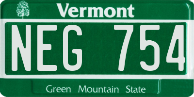 VT license plate NEG754