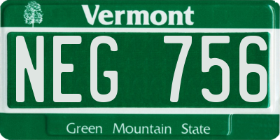 VT license plate NEG756